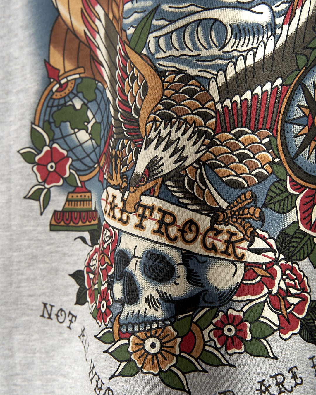 A Tattoo Island - Mens Zip Hoodie - Grey from Saltrock with a skull and eagle on it.