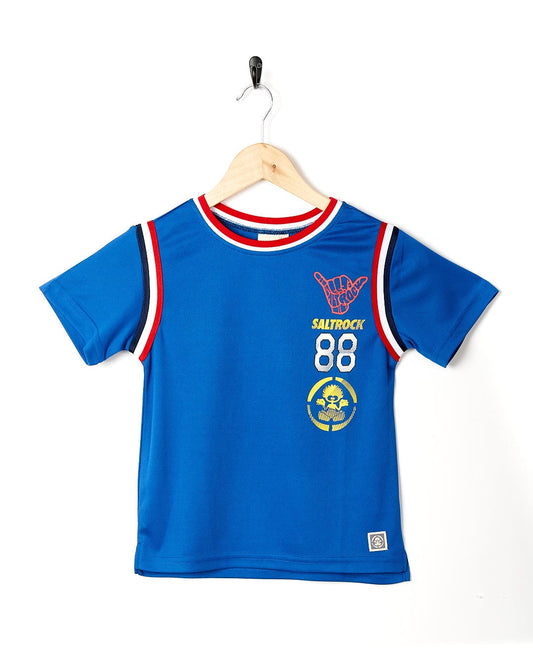 A Saltrock blue Team - Kids Short Sleeve T-Shirt with the number 88 on it.
