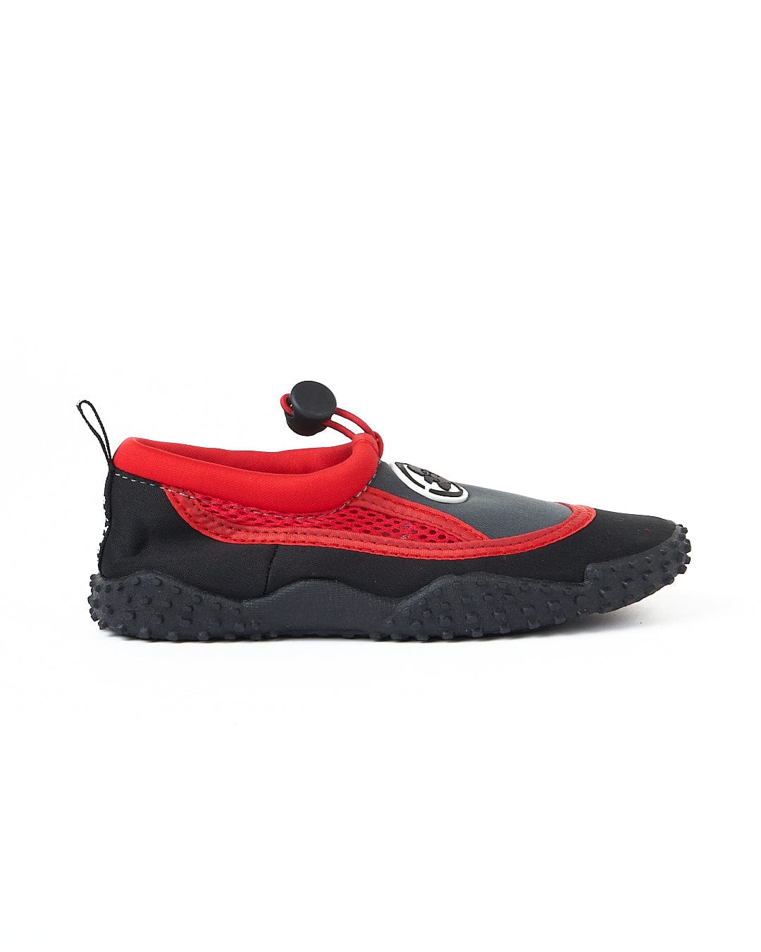 A pair of Tok - Kids Aqua Shoes - Red by Saltrock on a white background.