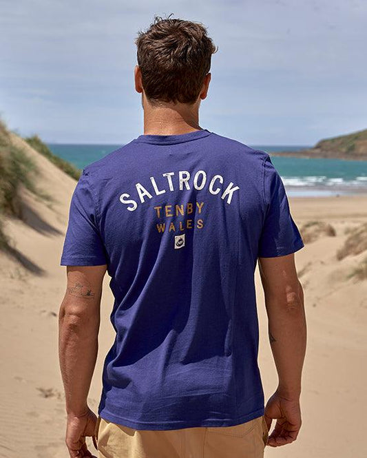 Location - Mens T-Shirt - Tenby - Dark Blue - Saltrock