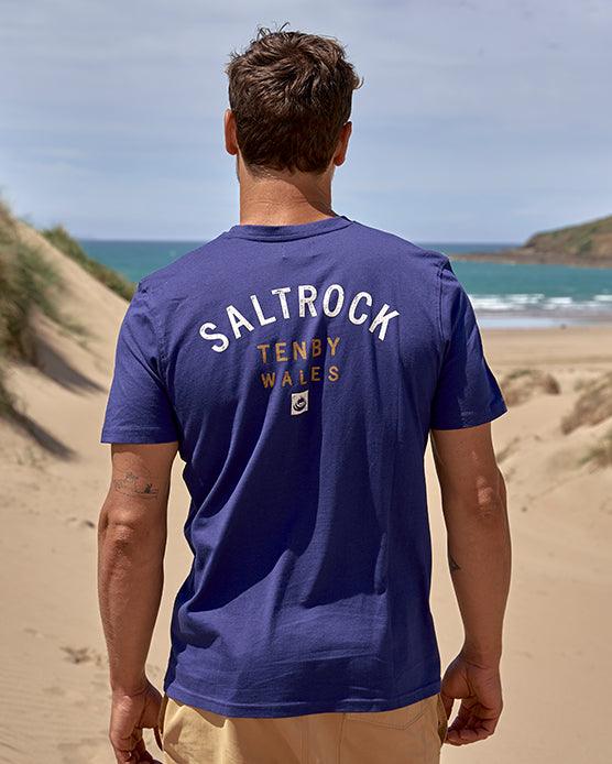 Location - Mens T-Shirt - Tenby - Dark Blue - Saltrock