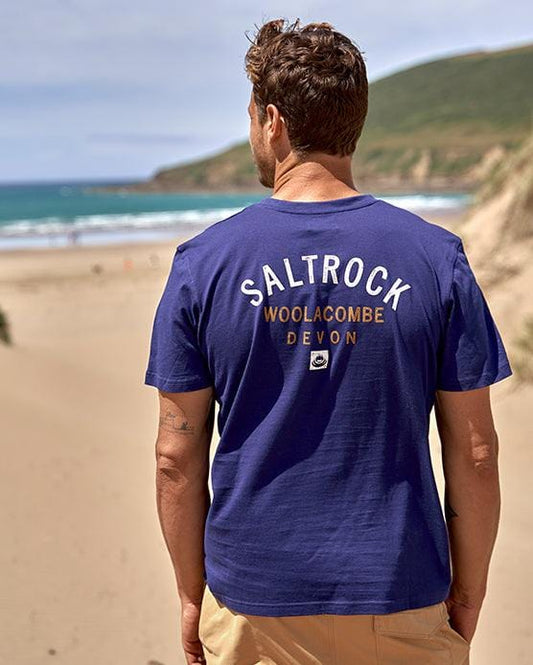 Location - Mens T-Shirt - Woolacombe - Dark Blue - Saltrock